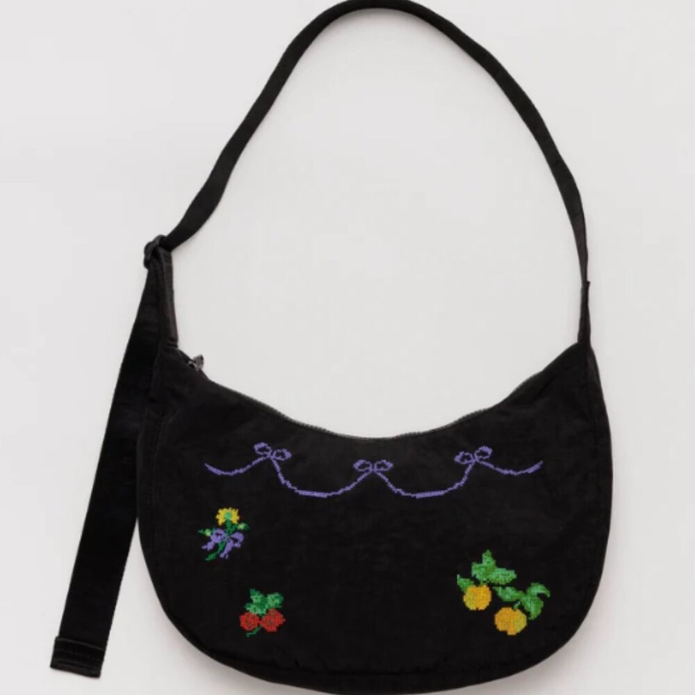 BAGGU Cross Stitch Medium Nylon Crescent Bag